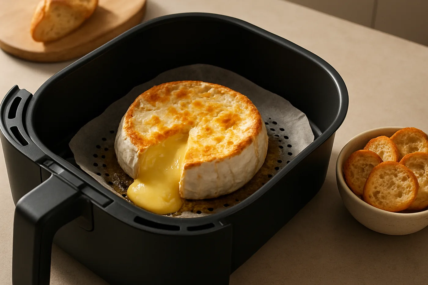 Camembert fundido en freidora de aire
